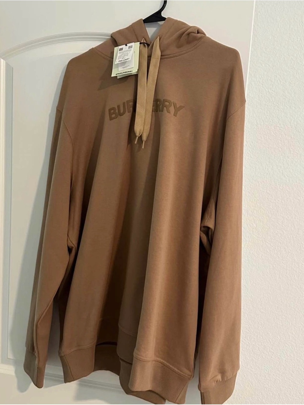 Burberry Men's Tan Crewneck Hoodie with Logo